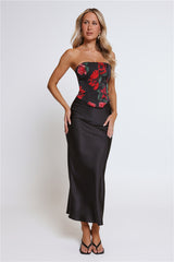 Satin Slip Maxi Skirt Black