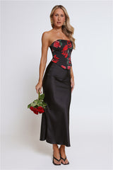 Satin Slip Maxi Skirt Black