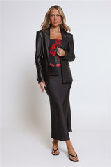 The Confident Faux Leather Blazer Black