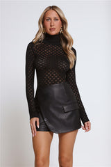 Sultry Sophisticate Faux Leather Skort Black