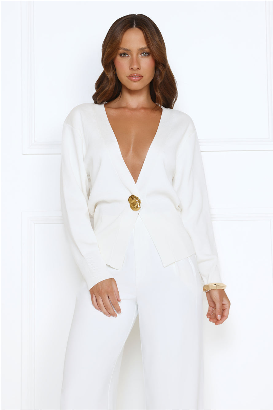 Noir Allure Knit Cardigan Cream