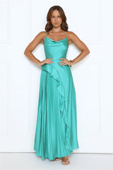 Glow Whisper Satin Maxi Dress Green