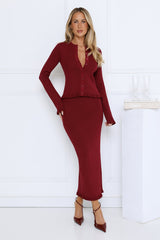 After Dark Charm Long Sleeve Top Burgundy