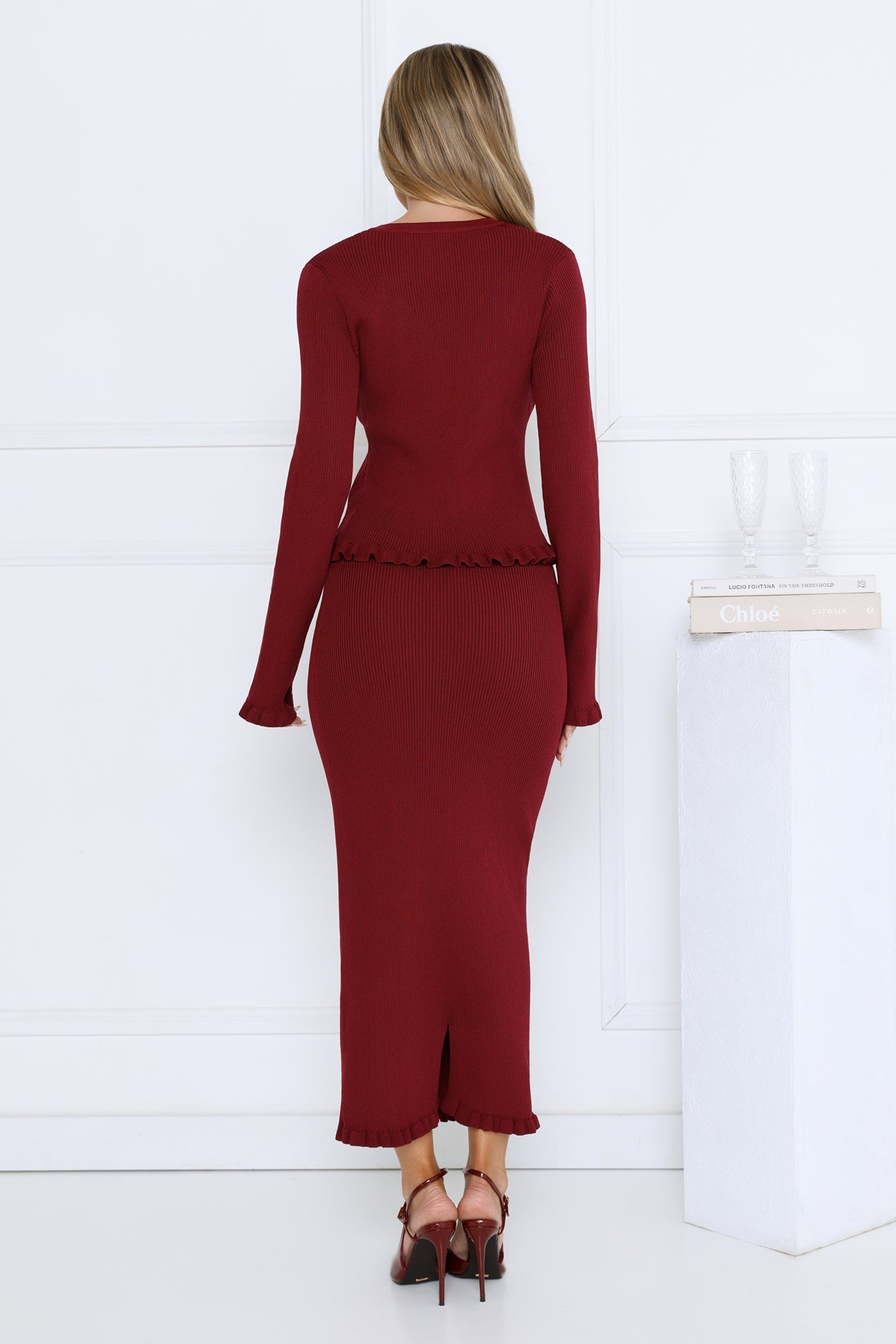 After Dark Charm Long Sleeve Top Burgundy