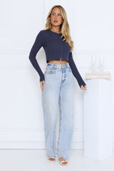 Knit Statement Cable Cropped Cardigan Navy