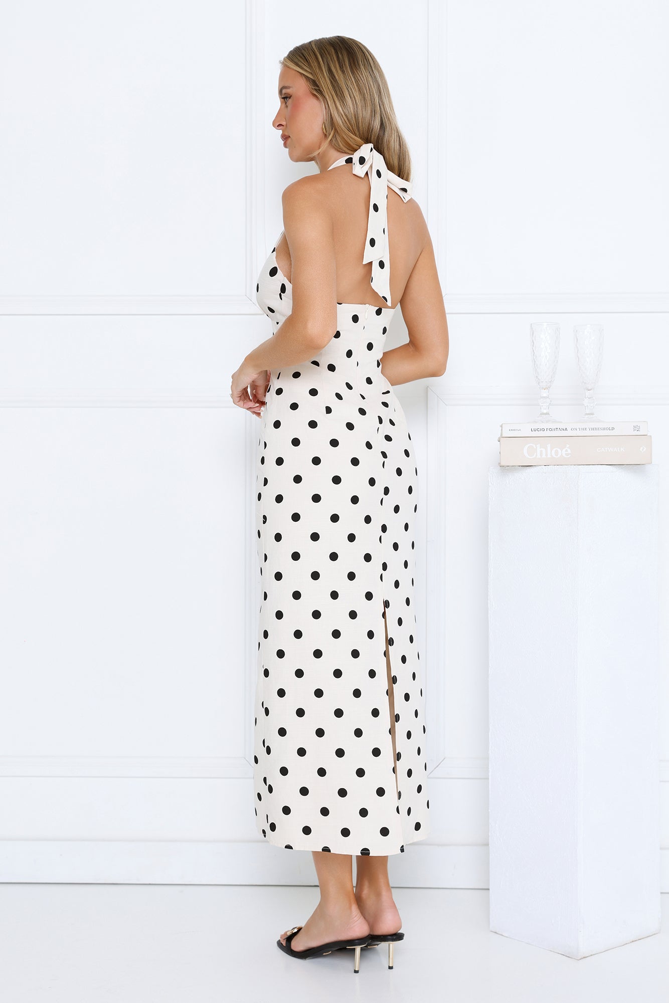 Spotlight Babe Halter Maxi Dress Beige