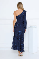 Wildflower Mood One Shoulder Maxi Dress Navy