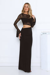 Rooftop Muse Lace Long Sleeve Maxi Dress Black
