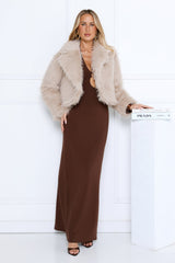 Night Spark Faux Fur Coat Beige