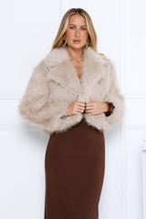 Night Spark Faux Fur Coat Beige