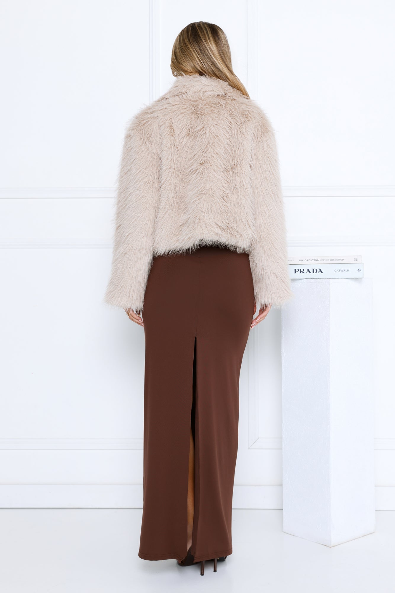 Night Spark Faux Fur Coat Beige