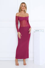 Heated Soul Off Shoulder Maxi Dress Plum