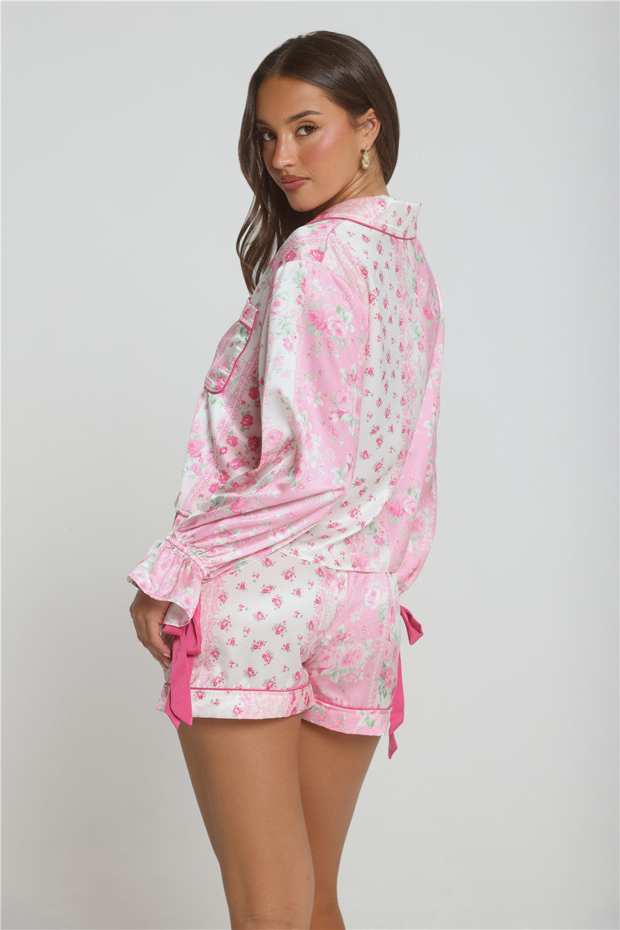 Paisley Nights Satin Pajama Set Pink
