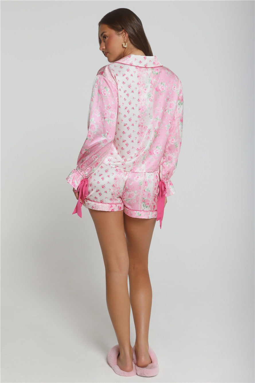 Paisley Nights Satin Pajama Set Pink