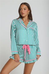 Merry And Bright Satin Pajama Set Green