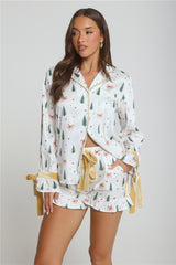 Velvet Snowfall Satin Pyjama Set White