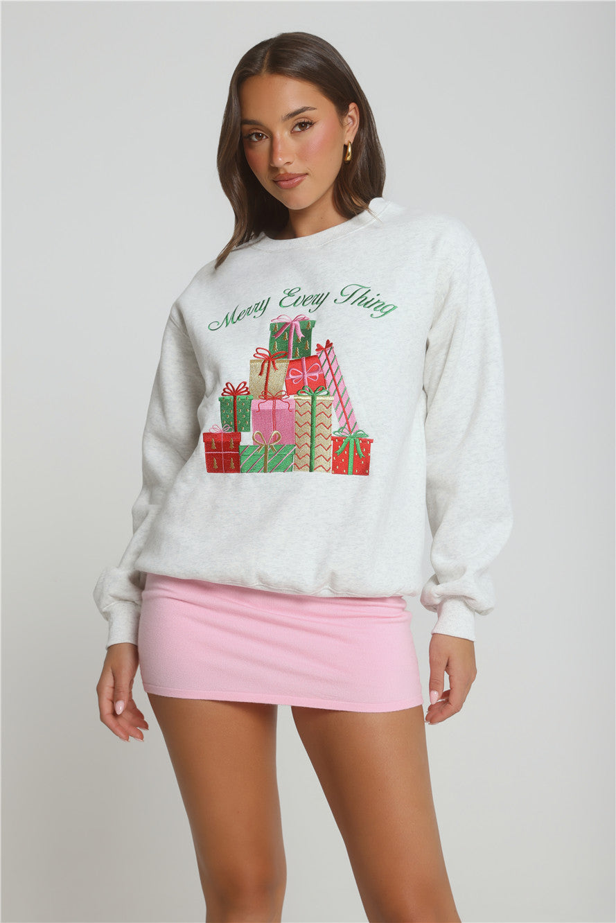 Merry Every Thing Sweater Grey