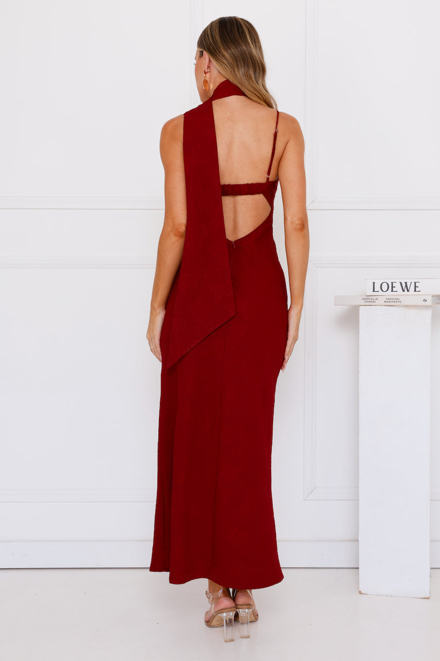 Stylish Chic Maxi Dress Wine