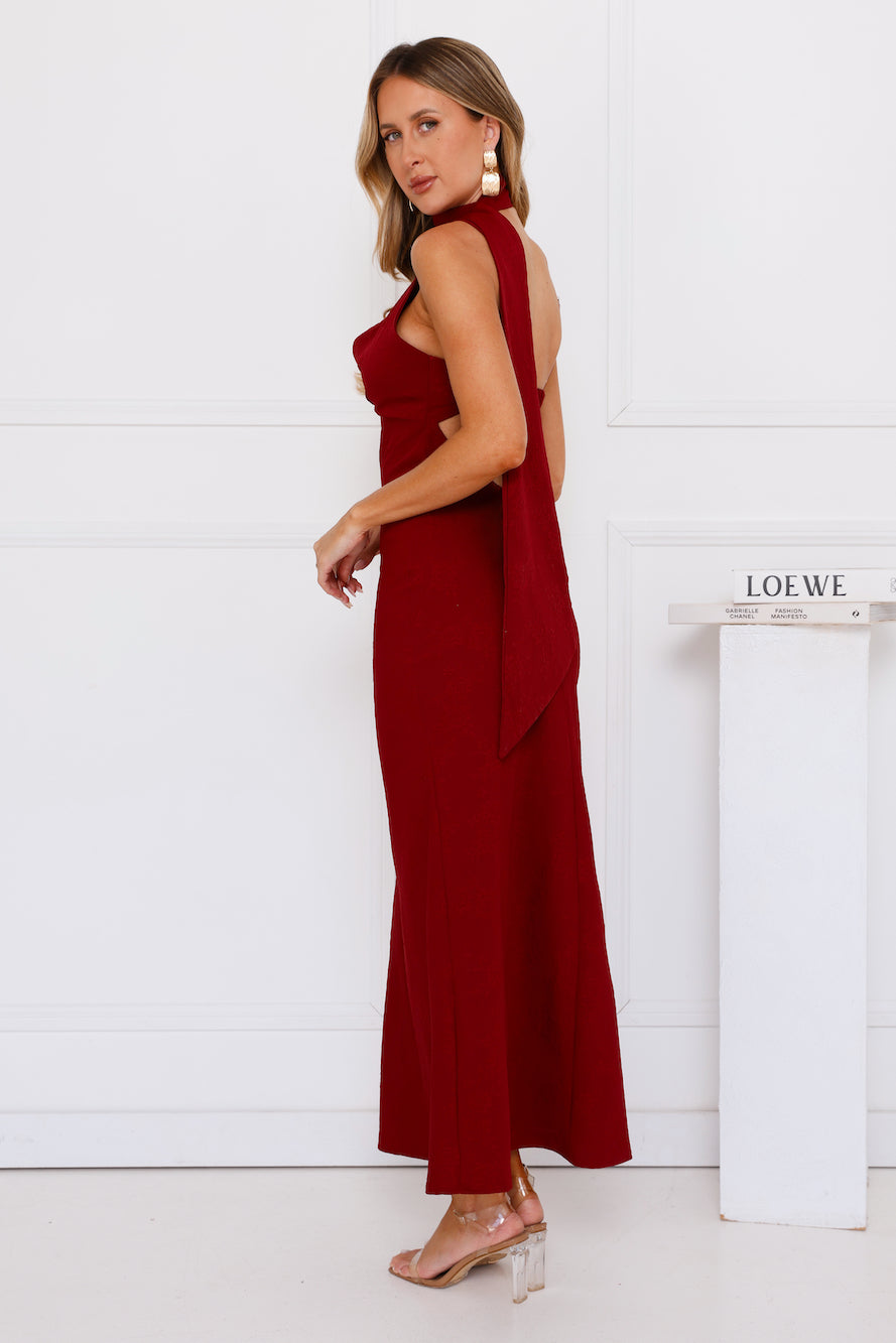 Stylish Chic Maxi Dress Wine