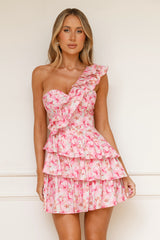 Precious Time One Shoulder Mini Dress Floral