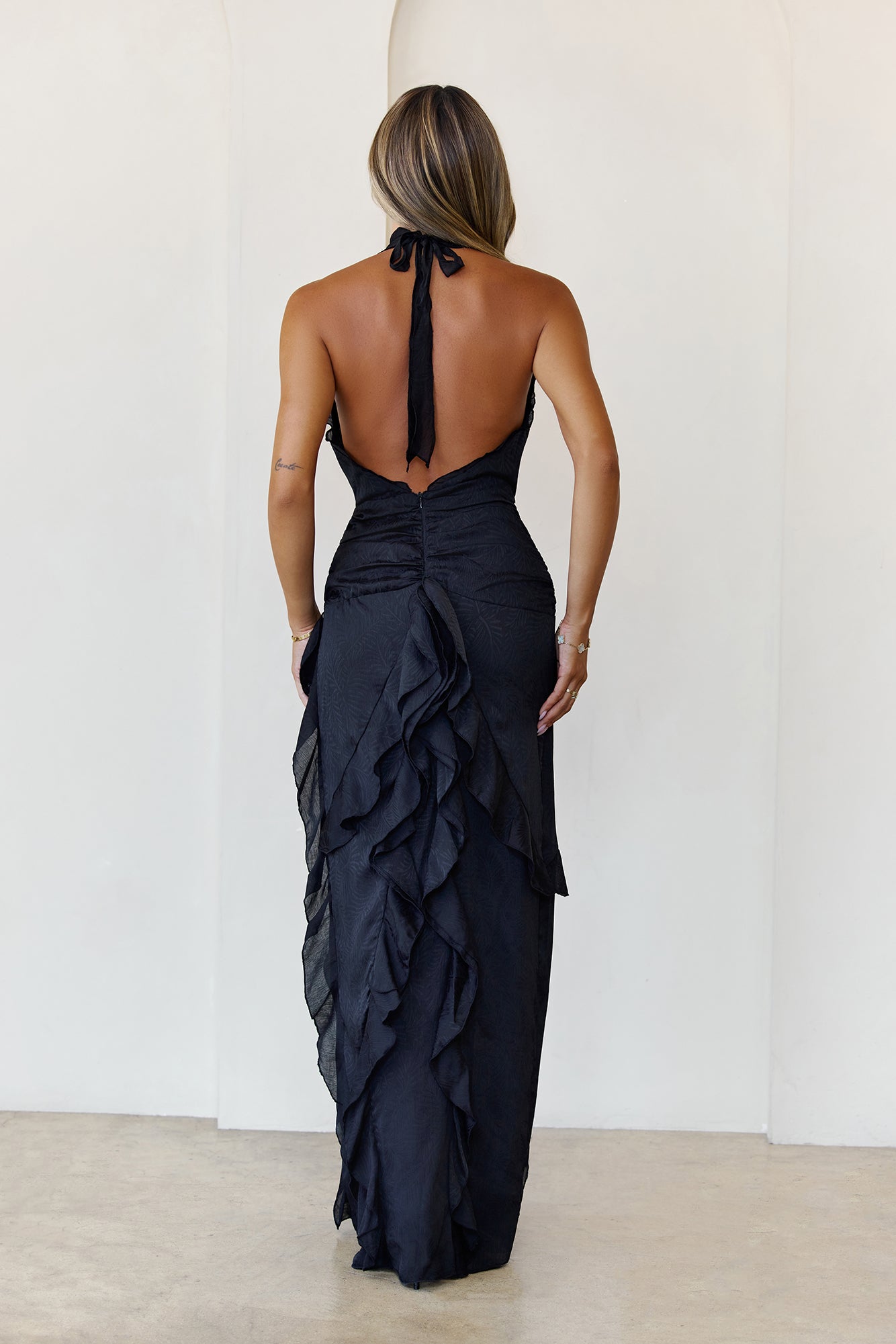Luxe Mood Halter Maxi Dress Black