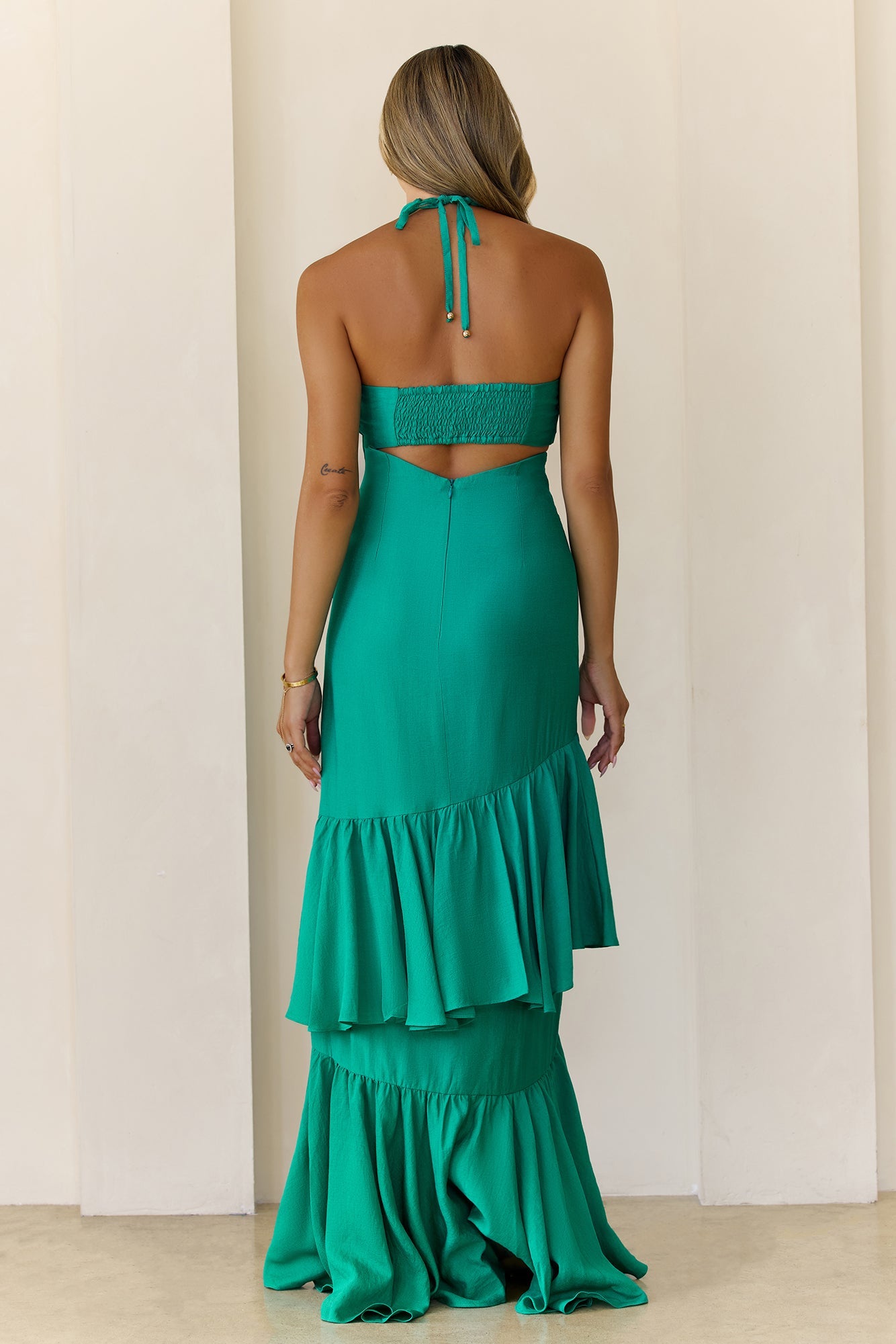 Signature Lady Halter Maxi Dress Green