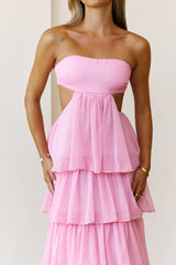 Luxe Mode Strapless Maxi Dress Pink