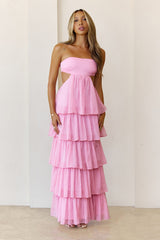 Luxe Mode Strapless Maxi Dress Pink