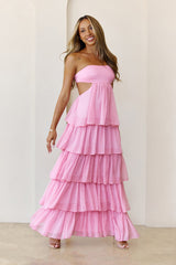 Luxe Mode Strapless Maxi Dress Pink