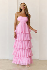 Luxe Mode Strapless Maxi Dress Pink