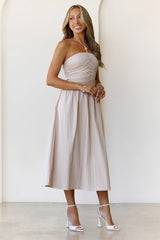 Soft Intentions Halter Mini Dress Beige