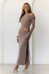 Moonweave Long Sleeve Maxi Dress Brown