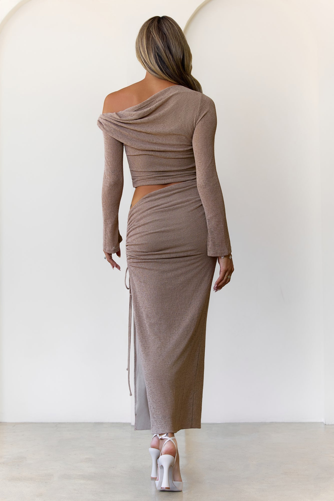 Moonweave Long Sleeve Maxi Dress Brown