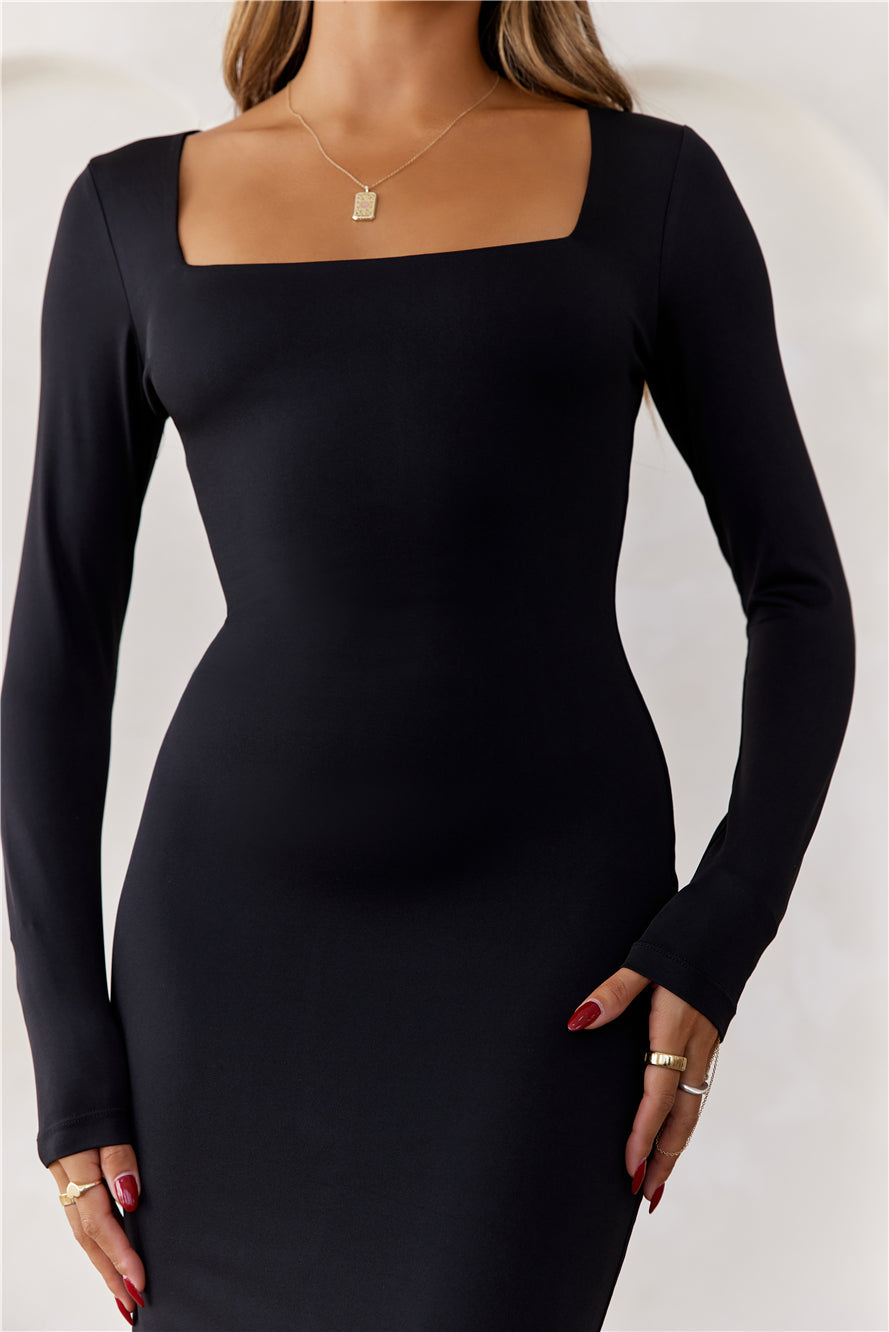 BASE Embrace Shape Long Sleeve Maxi Dress Black