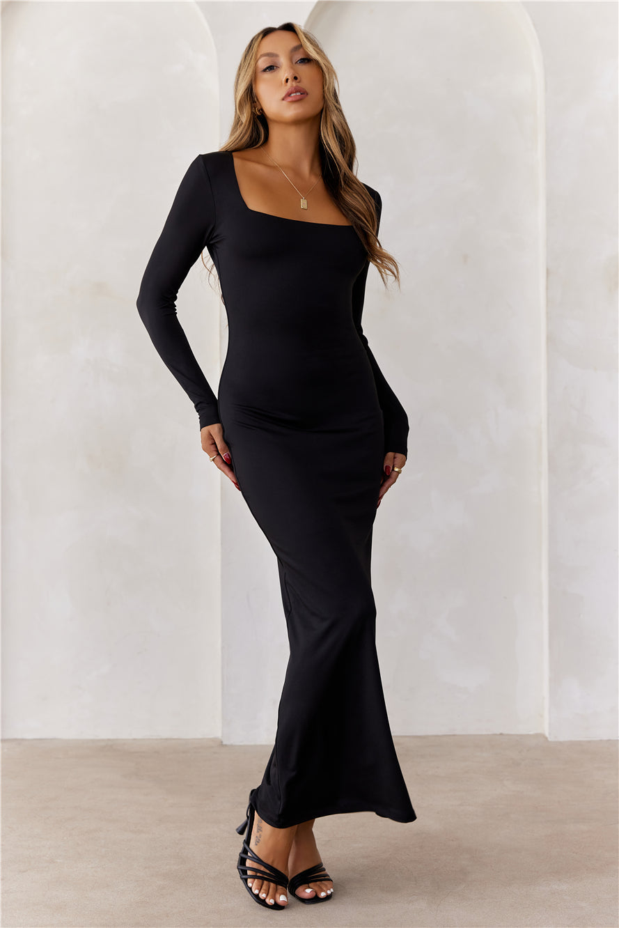 BASE Embrace Shape Long Sleeve Maxi Dress Black