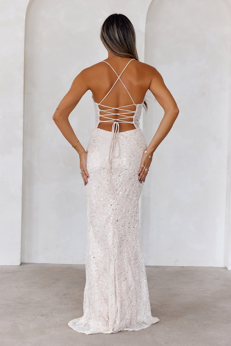 Sparkle Daze Sequin Maxi Dress Cream