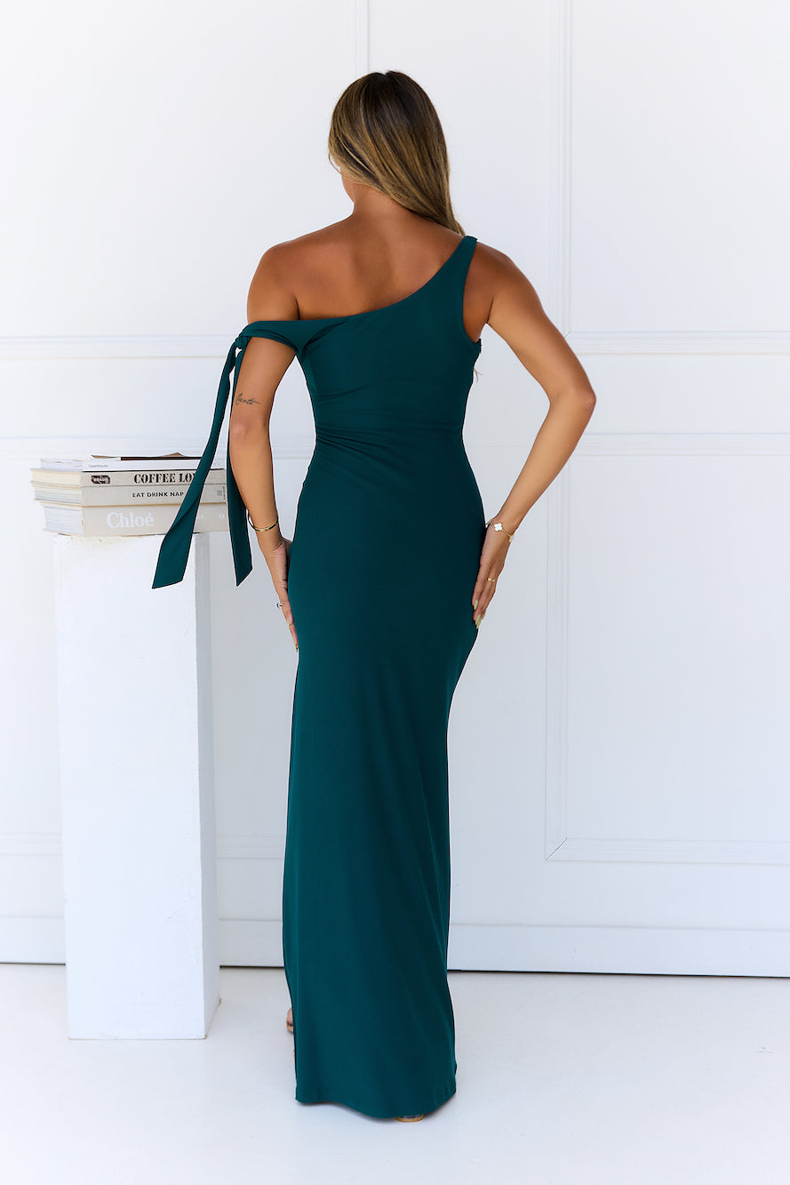 Fashion Standard Off Shoulder Maxi Dress Green