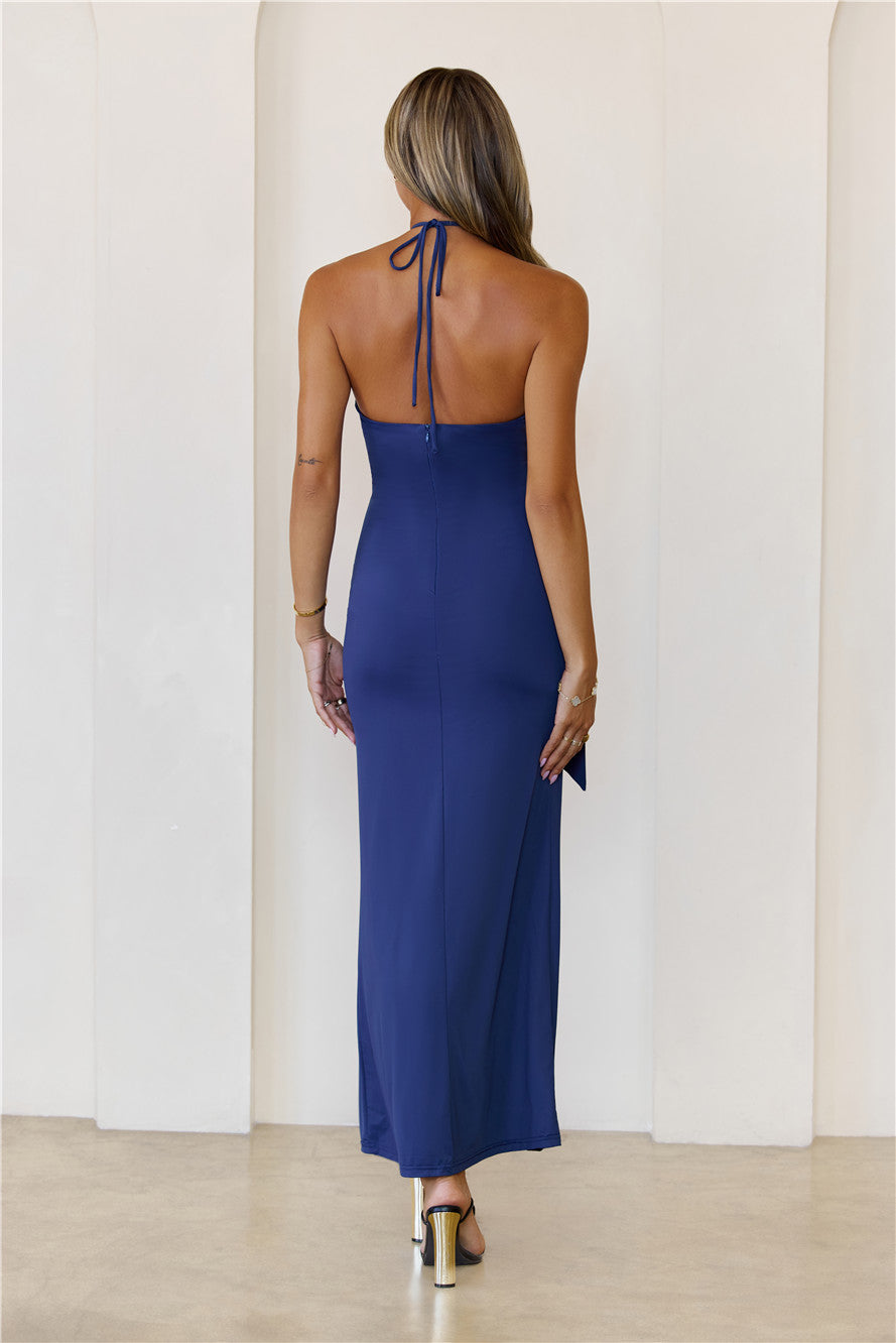 Sundown Spirit Halter Maxi Dress Navy
