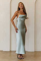 Satin Stargazer Maxi Dress Khaki