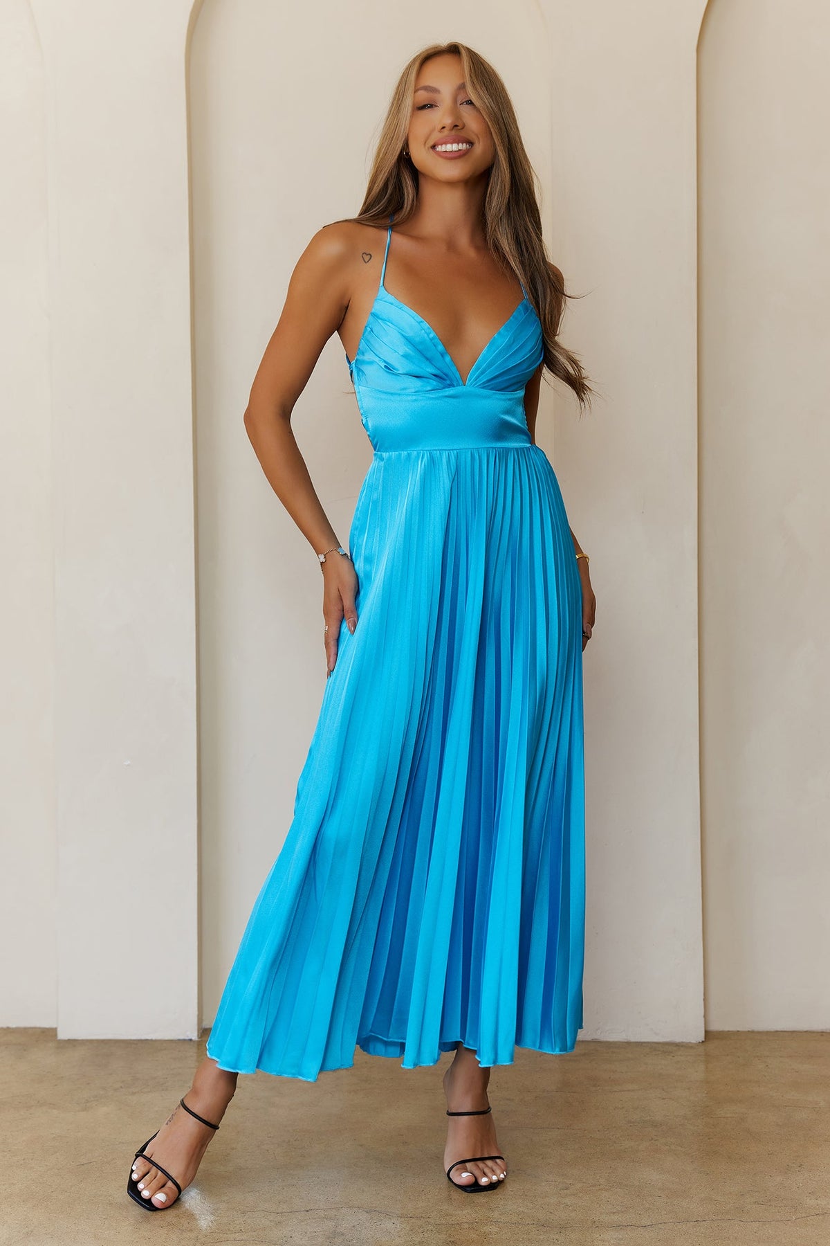 Platinum Status Satin Maxi Dress Blue