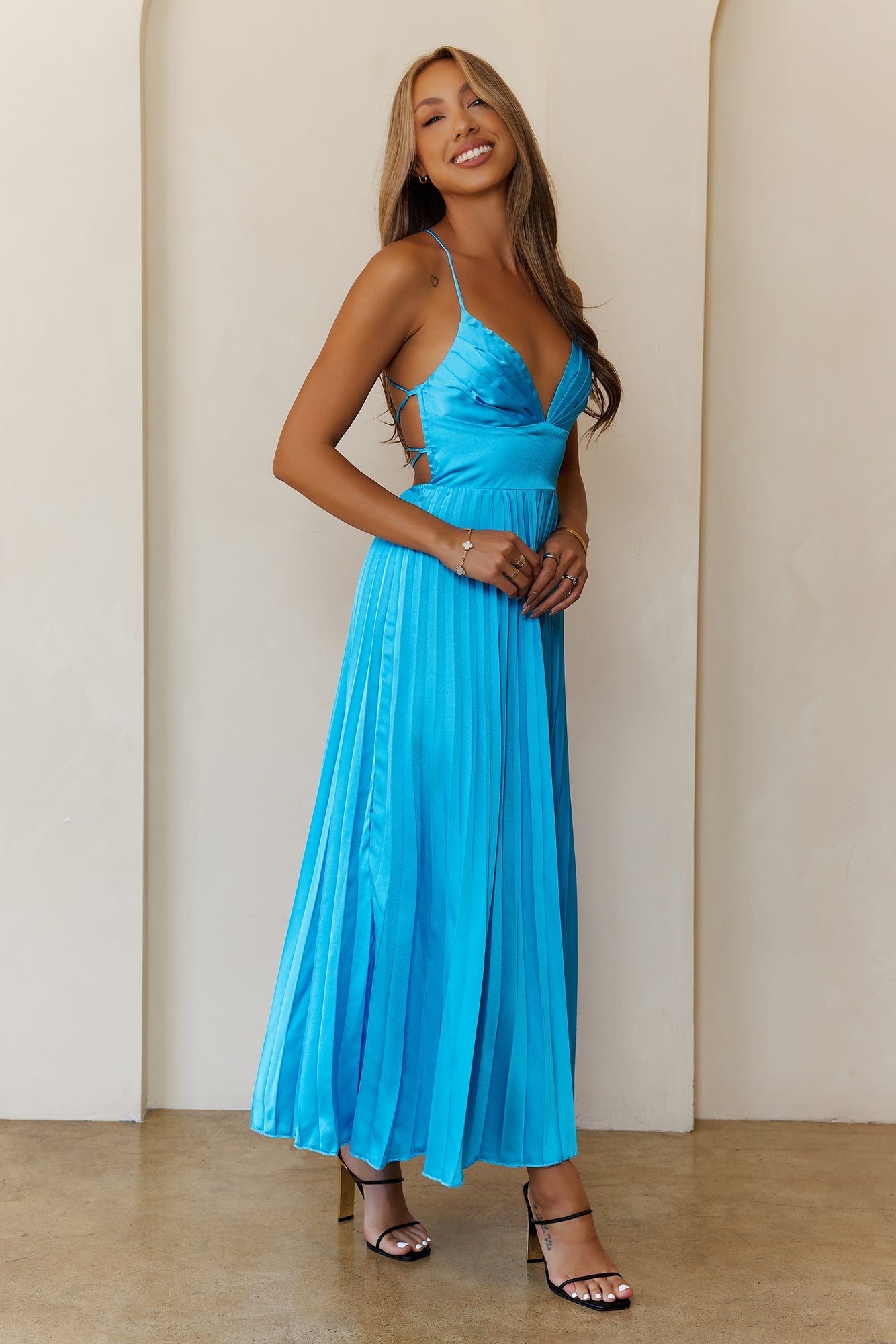 Platinum Status Satin Maxi Dress Blue