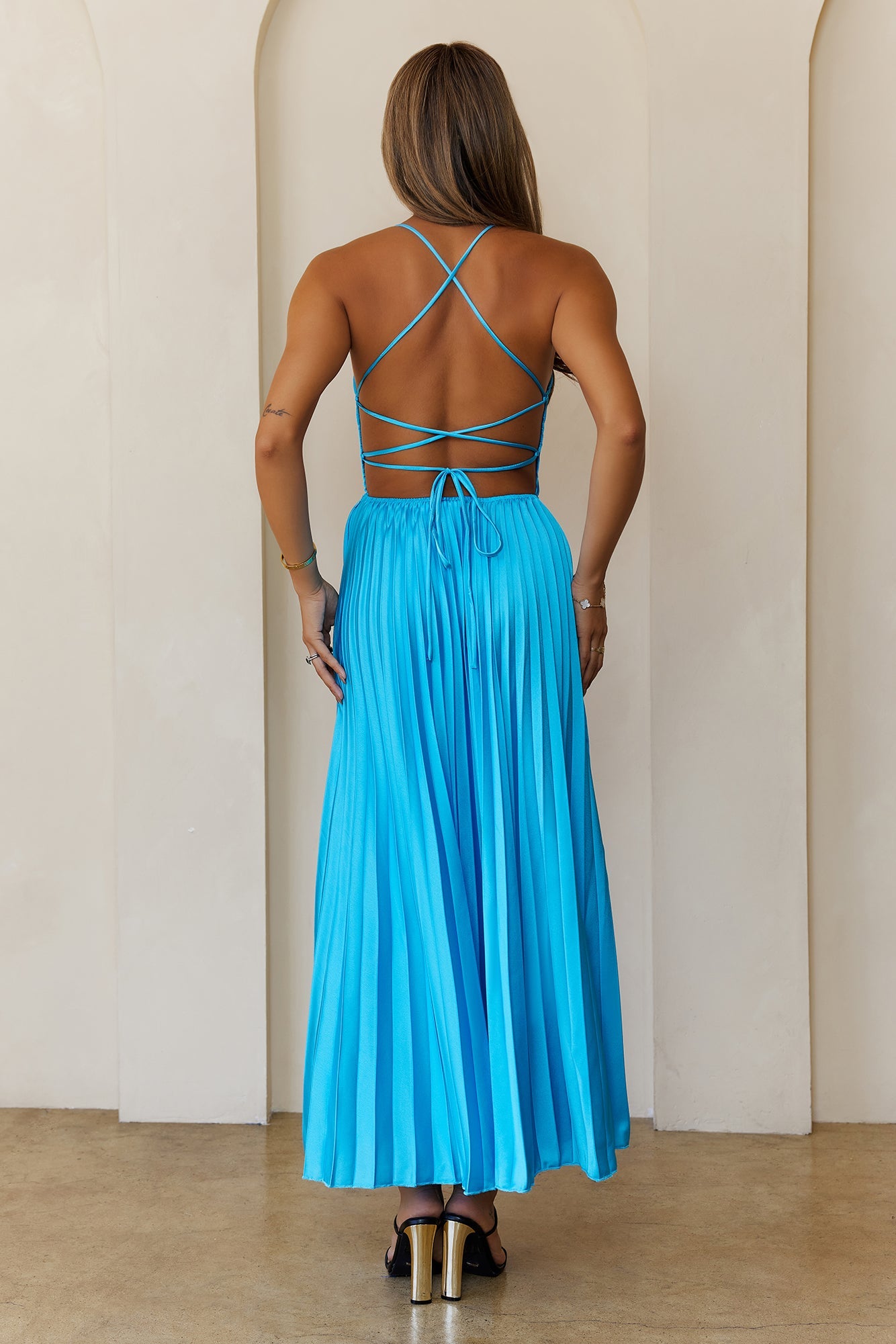 Platinum Status Satin Maxi Dress Blue