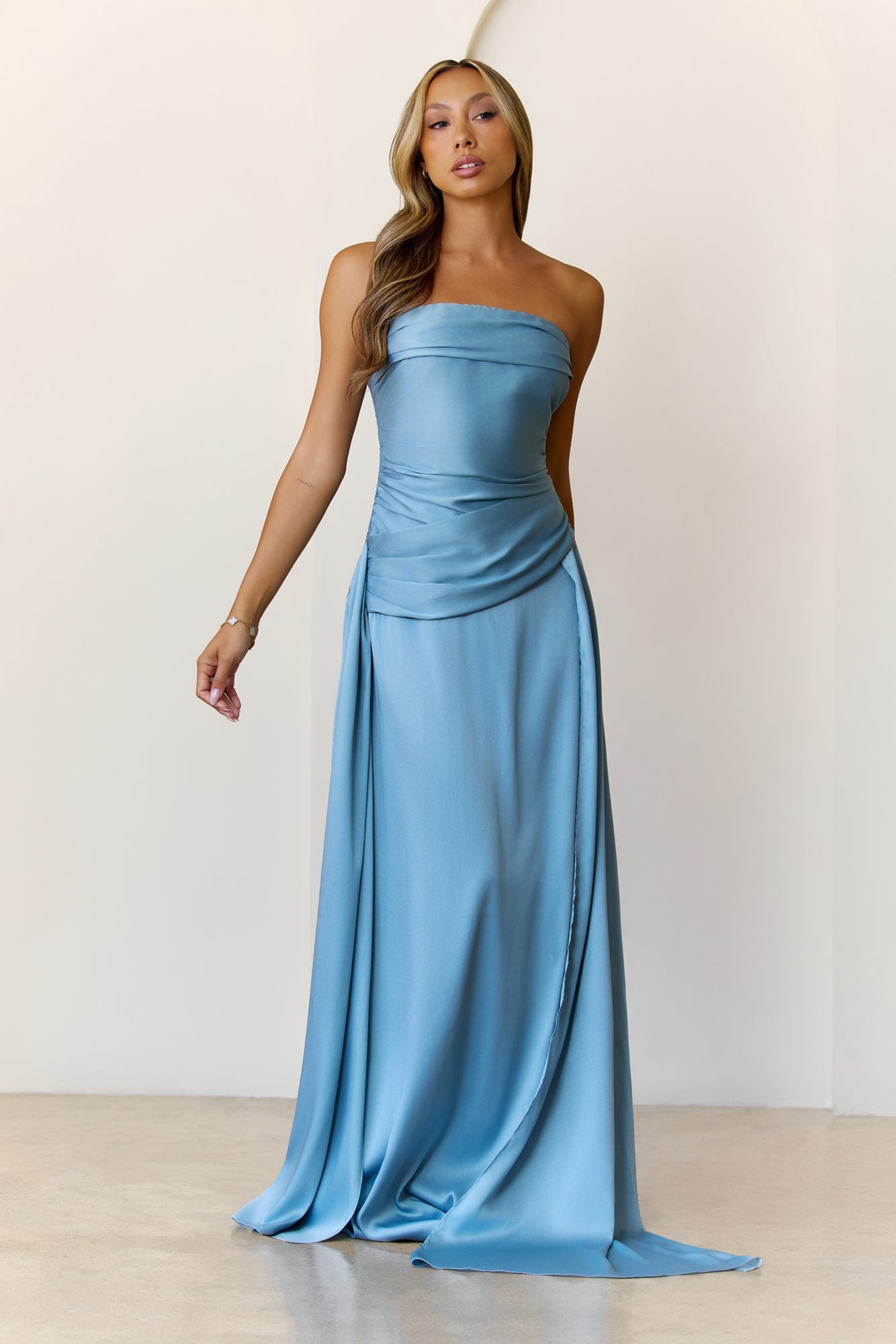 Sugar Cubes Strapless Maxi Dress  Blue