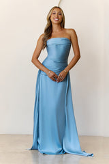 Sugar Cubes Strapless Maxi Dress  Blue