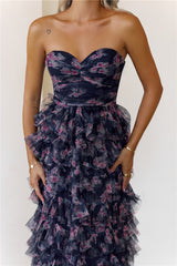 Festival Of You Strapless Tulle Maxi Dress Navy