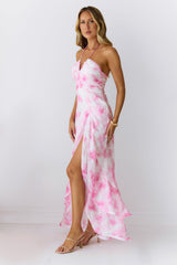 Strawberry Pop Halter Maxi Dress Pink