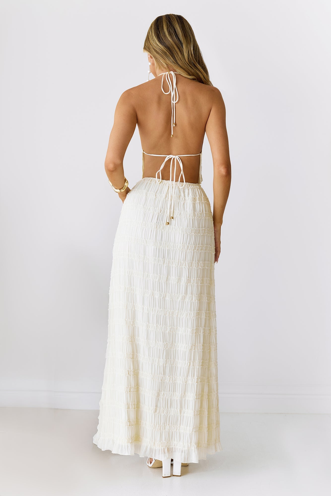 Sultry Samba Halter Maxi Dress Cream