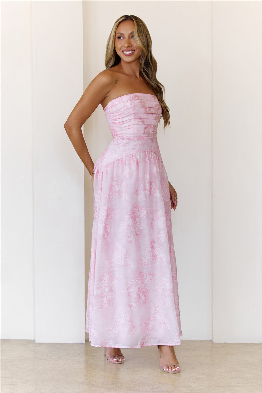 Starry Darling Strapless Maxi Dress Pink