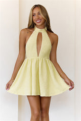 Lush Afternoon Halter Mini Dress Yellow