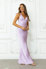 Ultimate Affair Satin Maxi Dress Lilac